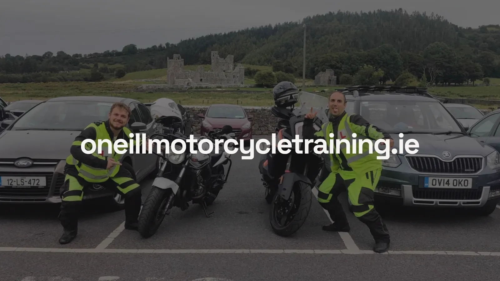 O'Neill Motorcycle Training instructors with their motorcycles in the Irish countryside
